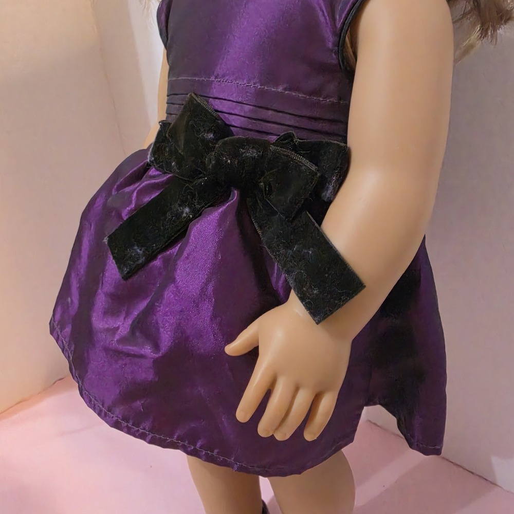 American Girl 18" Doll Blonde Hair Brown Eyes Purple Dress & Shoes EUC 2012 - Picture 5 of 7